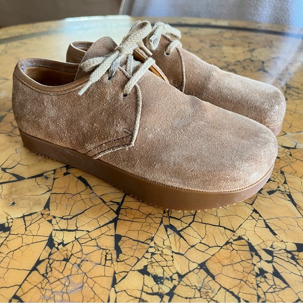 Roots Canada Suede Leather Lace Up Shoes Women 6.5 Cottage Natural‎ Chunky